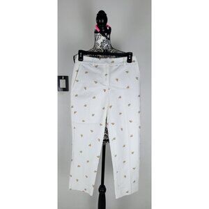 Rachel Zoe White Straight Leg Dress Pants Sz 4 Croped With Fruit Print